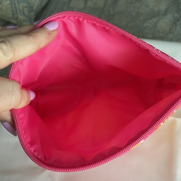 Clinique Pink Fruit Slices Make Up Case Summer Canvas Zip Pouch Bag Fruit - Picture 8 of 8